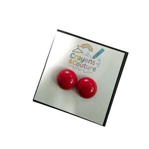 Vintage ROBERT Red Cherry Earrings Stud Gold Tone Pierced Minimalist Statement